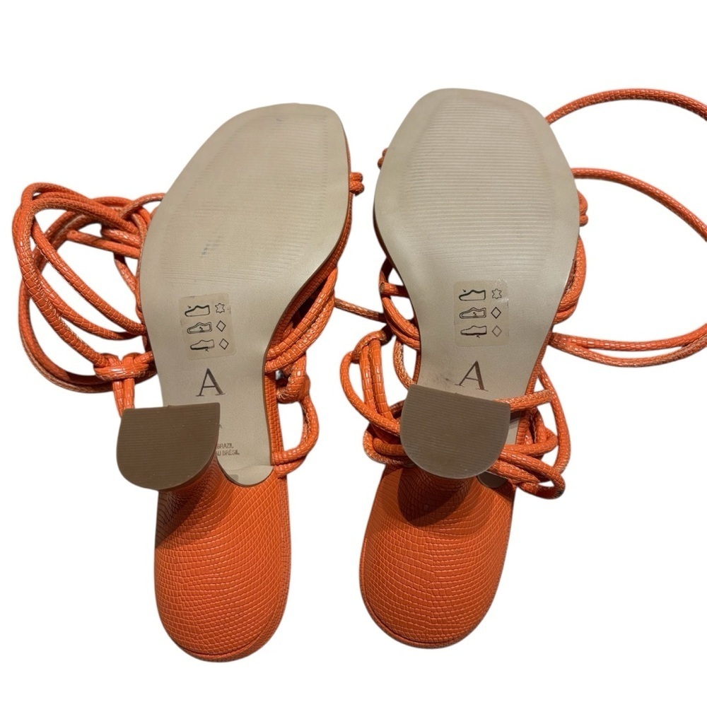 Anthropologie Strappy Heeled Sandals Orange Size 7 EUC - Picture 7 of 9